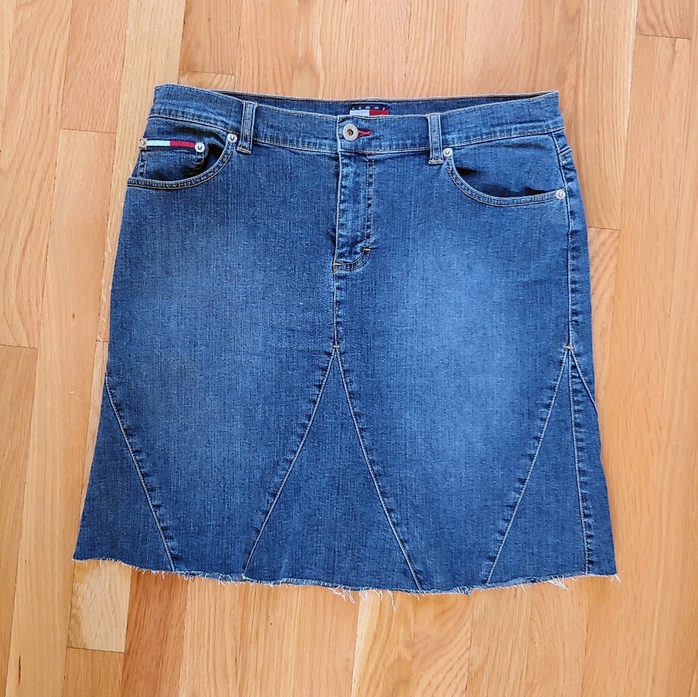 Tommy Hilfinger Denim Skirt Frayed Hem